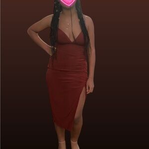 Elegant Burnt Orange Midi Dress